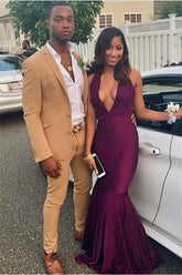 Khaki Men's 2 Pieces Notched Lapel Prom Suits